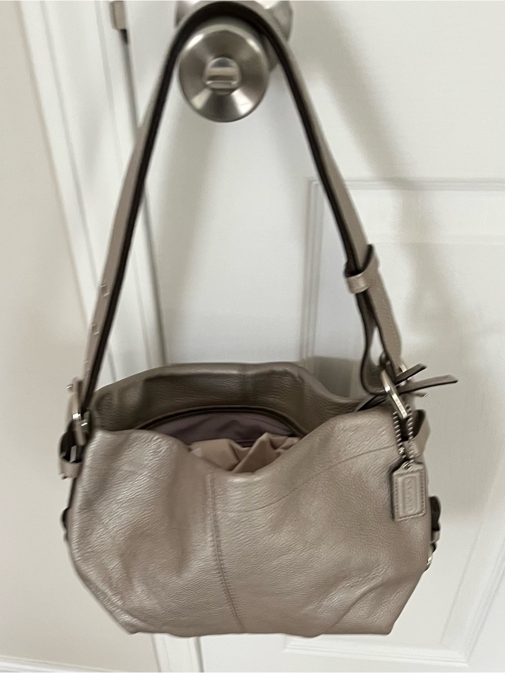 Gorgeous Coach Leather Bag in Silver Metallic!